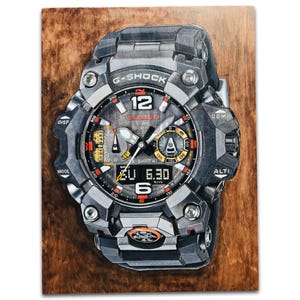 G Shock MUDMASTER GWGB1000EC - 18x24 Original Tactical Watch Painting on Wood Board bild 1