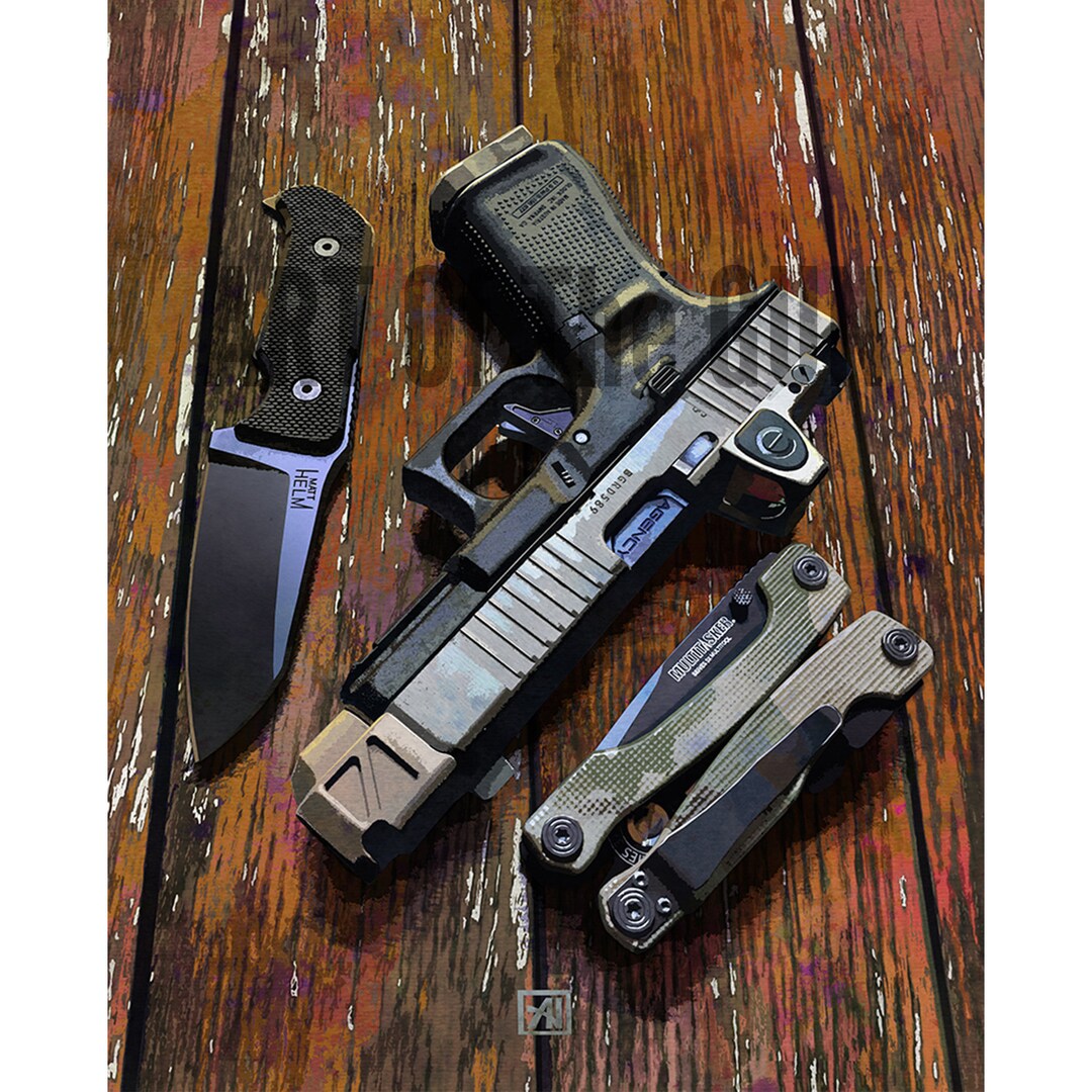 Art du pistolet Glock Matt Helm Work Knife et Multitasker Etsy France