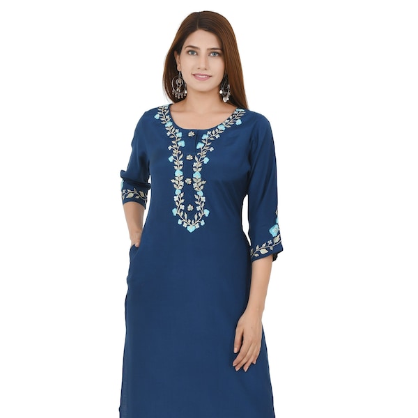 Premium Punjabi Blue Salwar Kameez Bollywood Style | Ethnic Kurti |Festive Wear for women, Embroidered Kurti