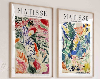 Matisse Set van 2 prints, afdrukbare muurkunst, museumtentoonstelling poster, Boho landschap poster, modern, woonkamer decor, Japans, botanisch