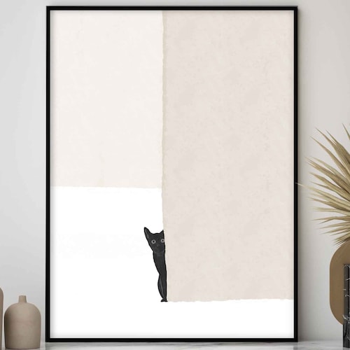 Black Cat Silhouette Print Minimalist Wall Art Cat Poster Etsy