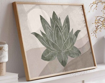 Yoga Poster, Lotus Flower Wall Art, Printable Wall Art, Motivational Boho Home Print, Nursery Room Decor, Botanical Print, Living Room Decor