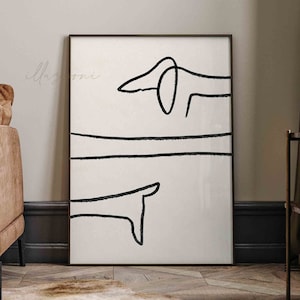 Picasso One Line Drawing, Dog Line Art, Printable Wall Art, Picasso Poster, Minimal Line Poster, Animal Sketch, Picasso Print, Sausage Dog