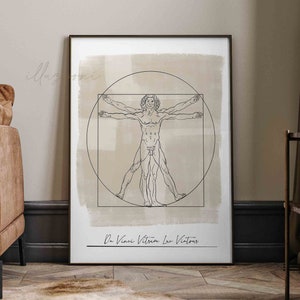 Leonardo Da Vinci  Poster, Printable Wall Art, The Vitruvian Man, Vintage Anatomy Print, Da Vinci Print, Greek & Roman Gods, Abstract Sketch