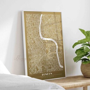 Stampa della mappa della città di Londra, arte della parete stampabile, mappa della casa minimalista di Londra, stampa della mostra, arredamento del soggiorno, arte della parete moderna, arte della parete di Londra