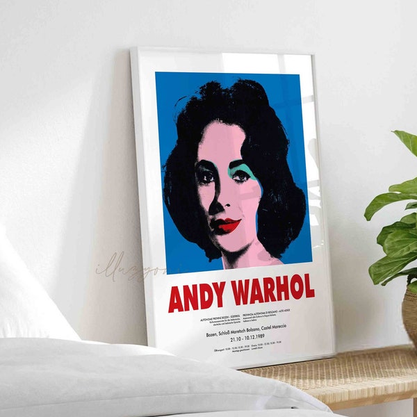 Andy Warhol Print, Printable Wall Art, Pop Art Poster, Exhibition Poster, Andy Warhol Poster, Liz Taylor, Living Room Decor, Digital Poster