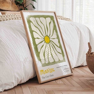 Arte de parede de margarida, arte de parede botânica, arte de parede para impressão, impressão de Henri Matisse, impressão de flores, parede de galeria moderna, pôster de exposição minimalista