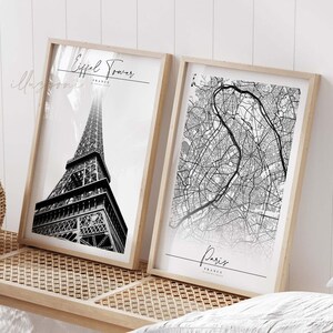 Parijs stad kaart afdrukken, Eiffeltoren poster, afdrukbare kunst aan de muur, kaart van Parijs, tentoonstelling poster, woonkamer decor, Parijs kunst aan de muur, Eiffel print