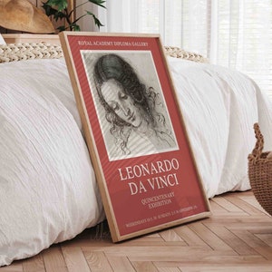 Leonardo da Vinci Poster, Printable Wall Art, Head of a Woman, Italian Renaissance Wall Art, Abstract Woman, Face Drawing, Exhibition Poster