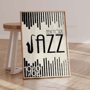 New York Jazz Music Festival Poster, Printable Wall Art, Abstract Vintage Jazz Poster, Retro Concert Print, Piano Wall Art, Minimalist, Boho
