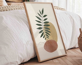 Boho Botanical Wall Art Print, Printable Wall Art, Modern Minimalist Wall Art, Terracotta Boho Wall Art, Abstract Wall Print, Boho Art Decor
