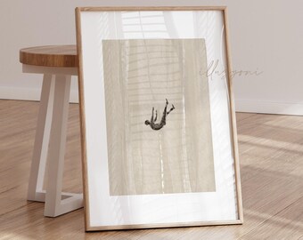 Falling People Print, Printable Wall Art, Flying People, Abstract People, Minimal Wall Art, People Silhouette, Minimalist, Living Room Decor