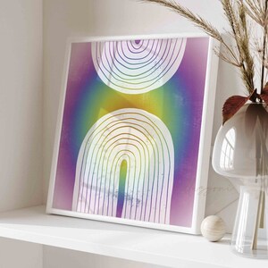 Boho Wall Art, Rainbow Print, Living Room Decor, Aura Gradient, Pastel Aura Art Print, Spiritual Art, Zodiac Aura Poster, Nursery Room Decor