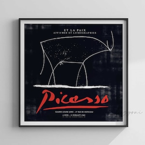 Picasso One Line Drawing, Abstract Deconstructed Bull, Printable Wall Art, Picasso, Minimalist Poster, One Line Art, Animal Sketch, Boho Art