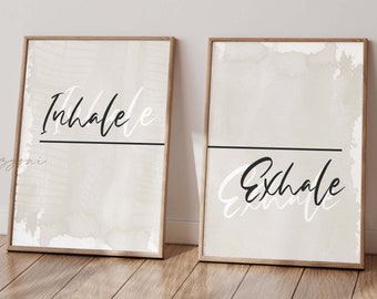 Inhale Exhale Print, druckbare Wandkunst, Wohnzimmer Dekor, Inhale Exhale Zeichen, druckbare Zitate, Yoga Wohnkultur, motivierende Pilates Geschenk