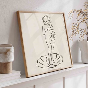 Minimal Venus Drawing, Printable Wall Art, One Line Sketch, Woman Painting, Abstract Female Print, Pearl Art, Matisse Print, Boho Home Decor