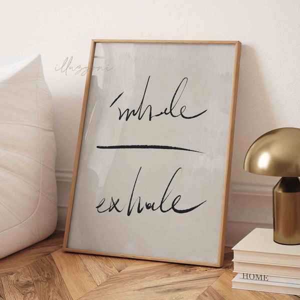 Inhale Exhale Print, Printable Wall Art, Living Room Decor, Boho Wall Art, Quote Poster, Yoga Home Decor, Modern, Motivational, Pilates Gift