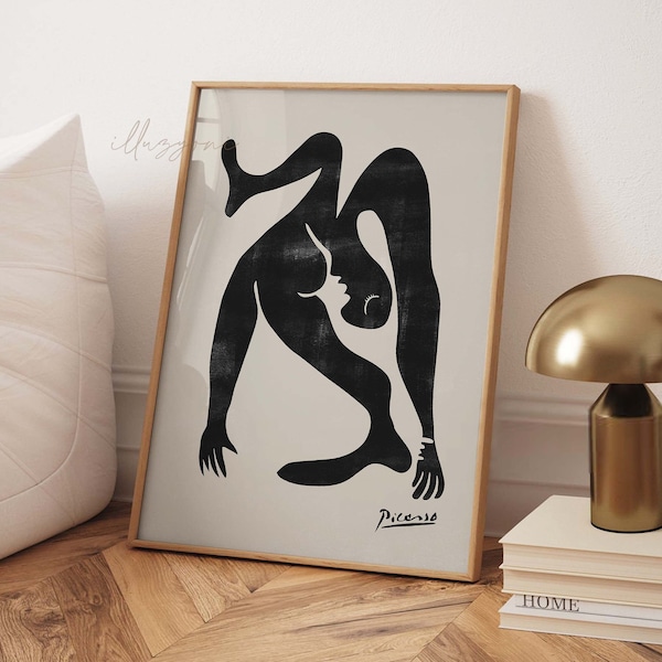 Picasso Acrobat Poster, Printable Wall Art, Modern Wall Gallery, Monochrome, Abstract Exhibition Print, Minimalist, Neutral, Boho Home Decor