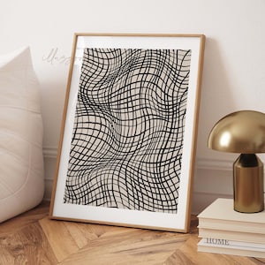 Abstrakte Wellenlinien, Abstrakte Wandkunst. Druckbare Wandkunst, Eine Linie Skizze, Abstrakte Wellen, Moderne Wandgalerie, Minimale Kurven Schwarzer Druck