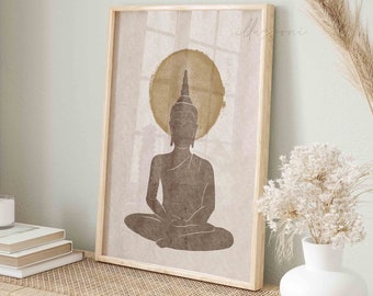 Buddha Statue, Yoga Home Poster, Printable Wall Art, Boho Home Poster, Modern Living Room Poster, Motivational Print, Nursery Print, Minimal