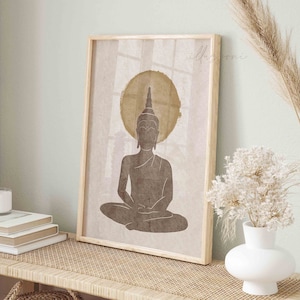 Buddha Statue, Yoga Home Poster, Printable Wall Art, Boho Home Poster, Modern Living Room Poster, Motivational Print, Nursery Print, Minimal
