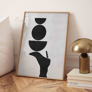 Abstrakte High Heels Zeichnung, druckbare Wandkunst, Mode Schuhe Wandkunst, schwarz weiß Illustration, minimalistisch, modern geometrisch, Boho Poster