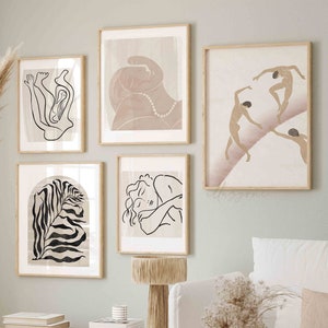 Boho Wall Art, Abstract Wall Art Set of 5 Prints, Printable Wall Art, One Line Print, Wall Art Print, Bohemian Illustration, Modern Wall Art