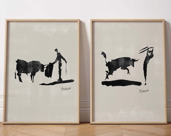 Picasso Bullfight Wall Art, Set of 2, Printable Wall Art, Picasso Print, Picasso Bullfight Poster, Picasso Sketch Poster Set, Picasso Poster