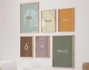 Pick Any 6 Prints, Printable Wall Art, Set of 6, Custom Gallery, Pick Your Own 6 Prints, Living Room, Custom Artwork, Personalized Wall Art