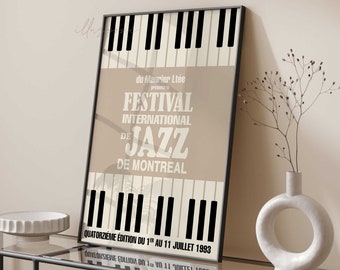 Jazz Music Festival Poster, Printable Wall Art, Vintage Jazz Poster, Retro Concert Print, Piano Wall Art, Abstract Poster, Minimalist Poster