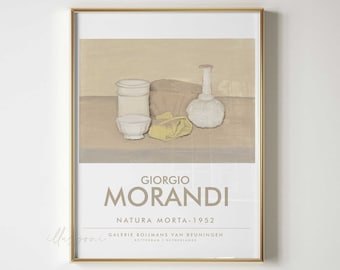 Abstract Vintage Museum Exhibition, Giorgio Morandi Print, Boho