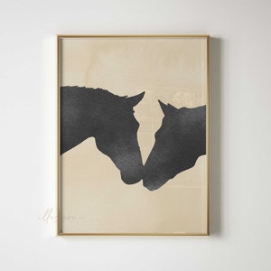 Abstract Horse Silhouette, Printable Wall Art, Boho Home Decor, Minimal Farmhouse Decor, Large Horse Drawing, Nursery Room Decor, Modern Art