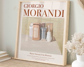 Vintage Museum Print, Giorgio Morandi Wall Art, Printable Wall Art, Exhibition Poster, Vase Painting, Modern Gallery Wall, Living Room Decor