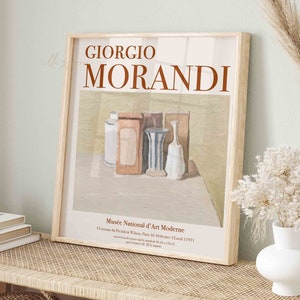 Impresión de museo vintage, arte de pared de Giorgio Morandi, arte de pared imprimible, cartel de exposición, pintura de jarrón, pared de galería moderna, decoración de sala de estar