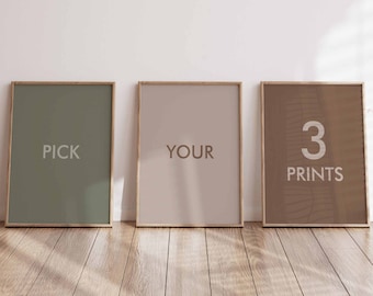 Pick Any 3 Prints, Printable Wall Art, Set of 3, Custom Gallery, Pick Your Own 3 Prints, Living Room, Custom Artwork, Personalized Wall Art