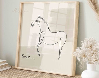 Picasso One Line Drawing, Horse Sketch, Printable Wall Art, Picasso Print, Minimalist Poster, Picasso Print, Boho Home Decor, Abstract Print