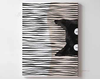 Cat Eye Poster, Printable Wall Art, Minimalist Wall Art, Boho Home Decor, Modern One Line Drawing, Abstract Shapes, Minimal Black Cat Sketch