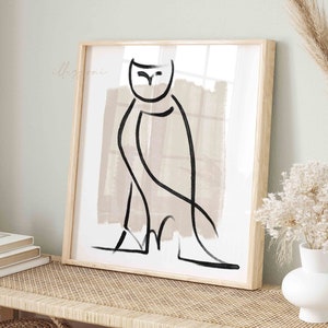 Minimalist Owl Poster, One Line Art, Nursery Room Decor, Printable Wall Art, Pablo Picasso Exhibition Poster, Animal Print, Vintage Wall Art