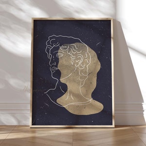 Abstract Greek Style Poster, Printable Wall Art, Ancient Head Print, One Line Drawing, Modern, Boho Chic, Digital Poster, Nursery Room Print