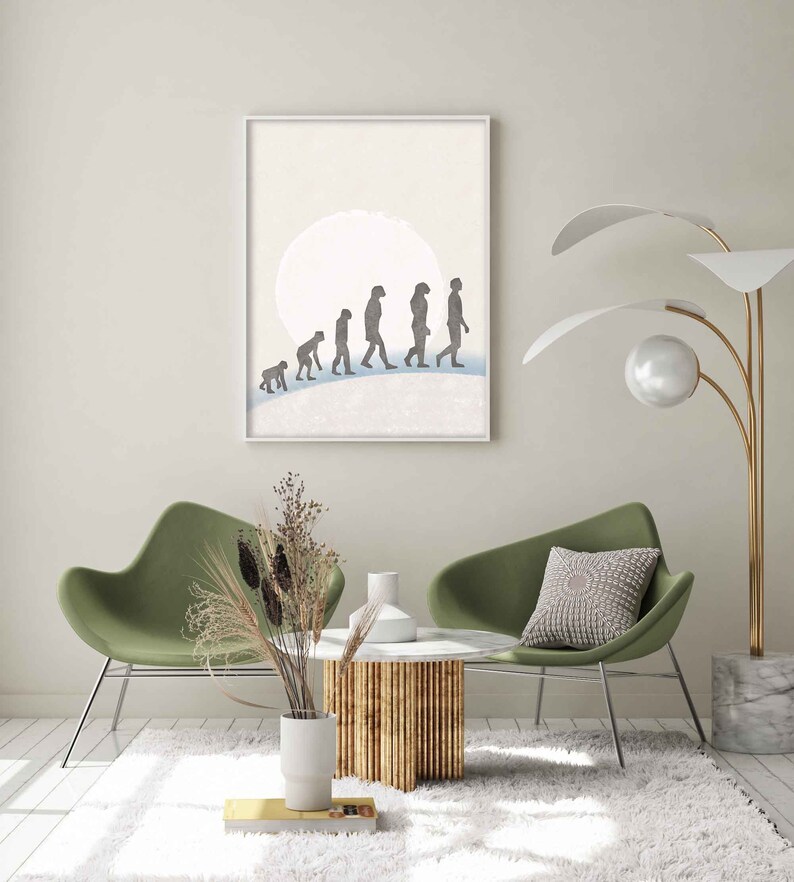 Human Evolution Sunset Silhouette Printable Wall Art Modern | Etsy