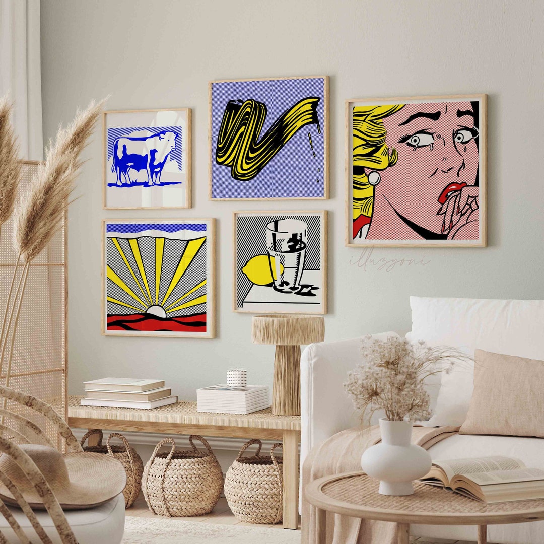 pop-art-set-of-5-prints-roy-lichtenstein-vintage-poster-exhibition