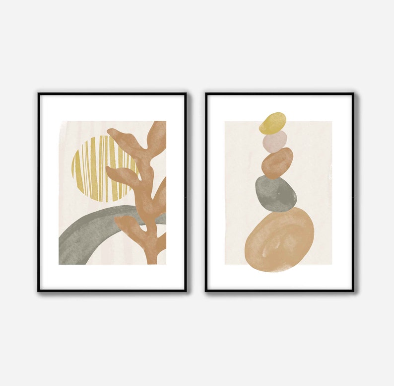 Boho Wall Art Set of 2 Print Printable Wall Art Modern Etsy