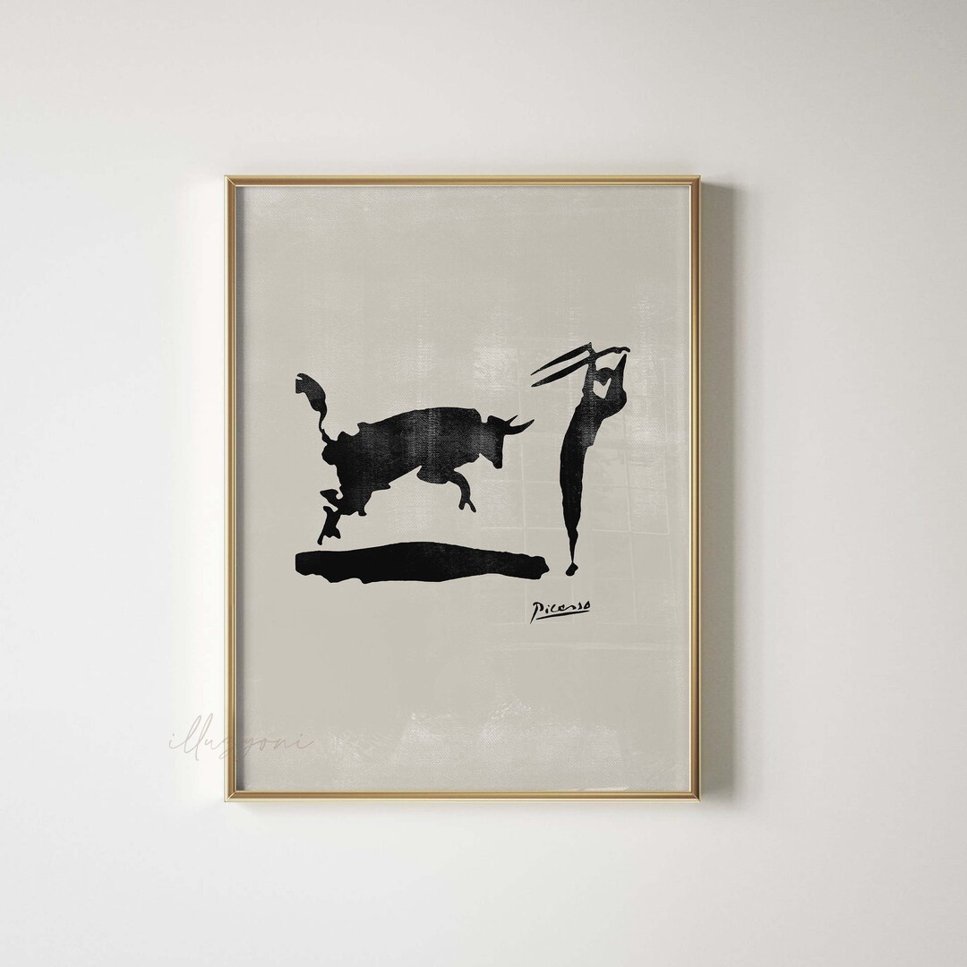 Abstract Bullfight Drawing, Printable Wall Art, Picasso Wall Art, Boho ...