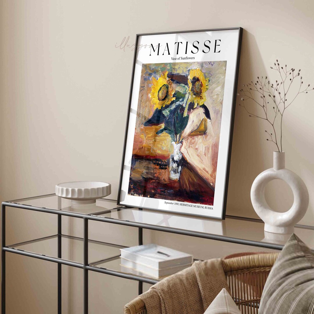 Vase of Sunflowers Drawing Henri Matisse Print Printable Etsy
