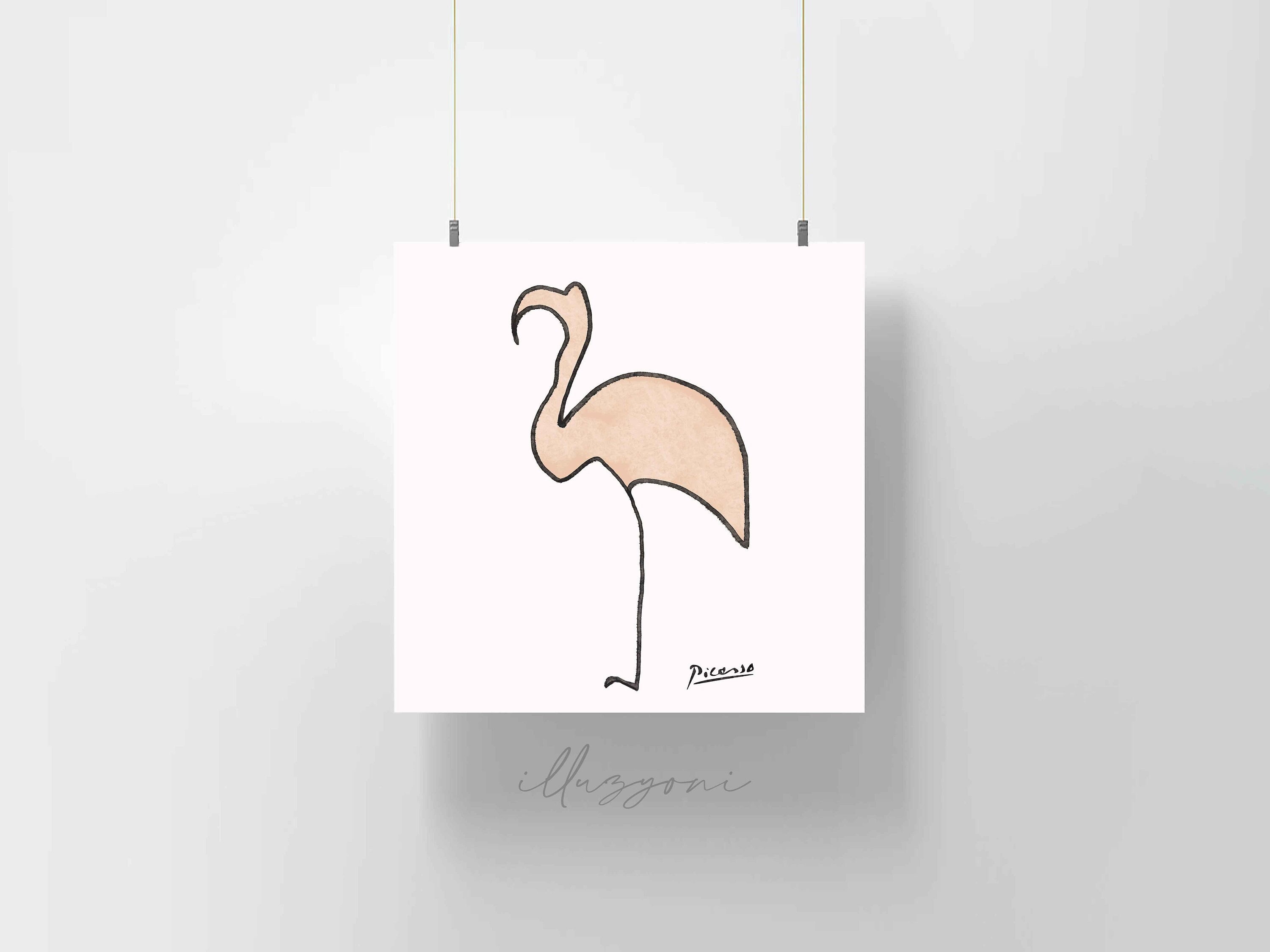 Page De Garde Cahier Poésie Flamand Rose Affiche Rose Flamant Rose Dessin Picasso Art Mural - Etsy France