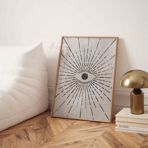 All Seeing Eye Poster, Printable Wall Art, Abstract Sun Print, Mid ...