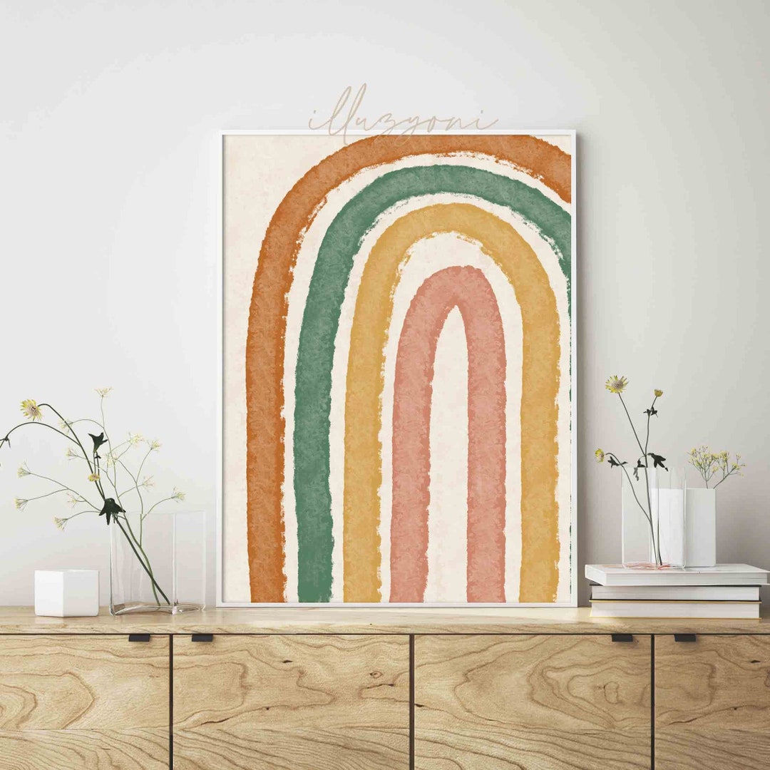 Abstract Rainbow Drawing Printable Wall Art Nursery Room - Etsy