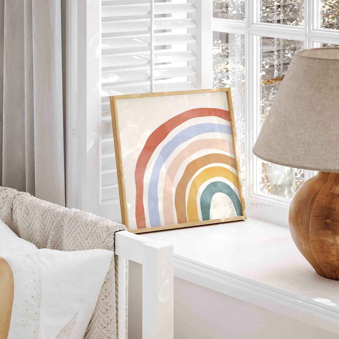 Boho Wall Art, Rainbow Print, Living Room Decor, Whimsical Wall Art