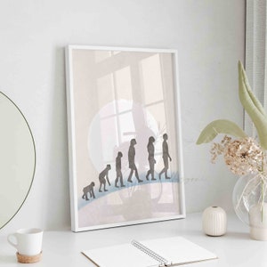 Human Evolution, Sunset Silhouette, Printable Wall Art, Modern Print ...