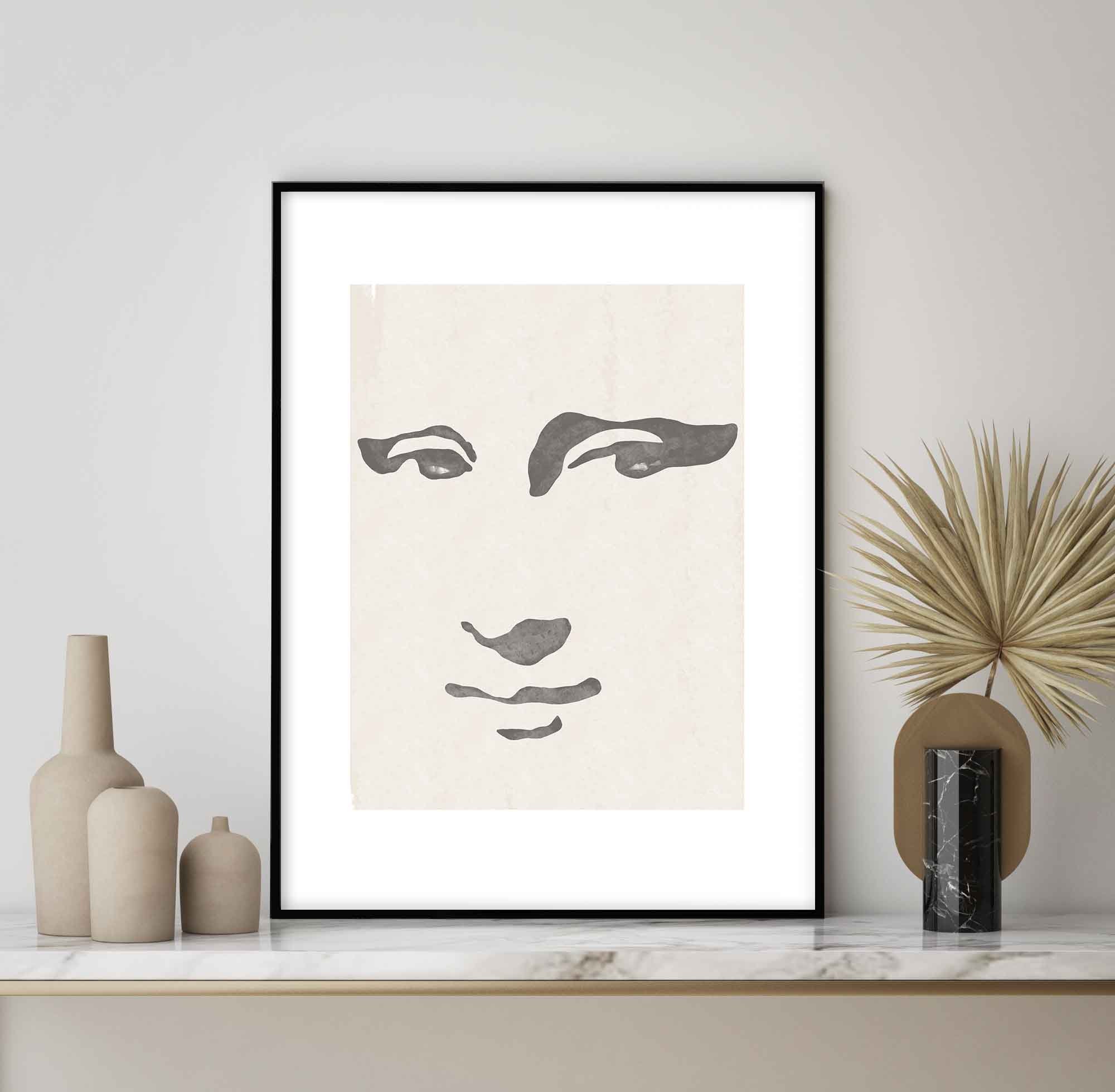 Abstract Print Face Drawing Printable Wall Art Mona Lisa - Etsy